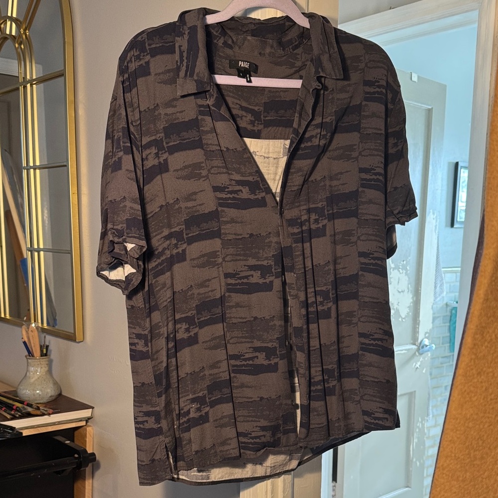 PAIGE Charcoal Abstract Shirt